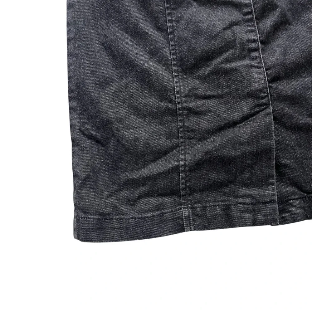 Talbots Womens Sz 2 Petites Black Gray Dark Wash Denim Stretch Pencil Jean Skirt